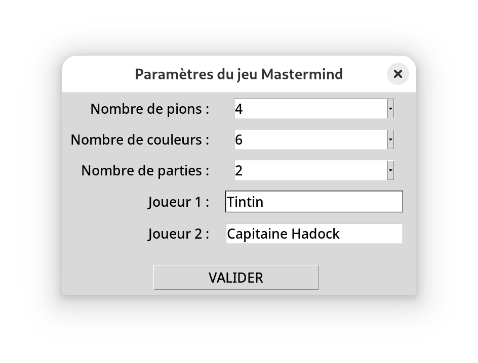 Fenêtre de démarrage